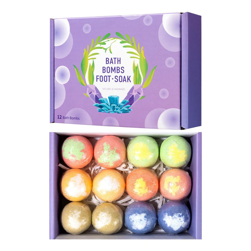 24pcs Herbal Bath Bombs Set, Mini Fizzy Bath & Foot Soak Balls