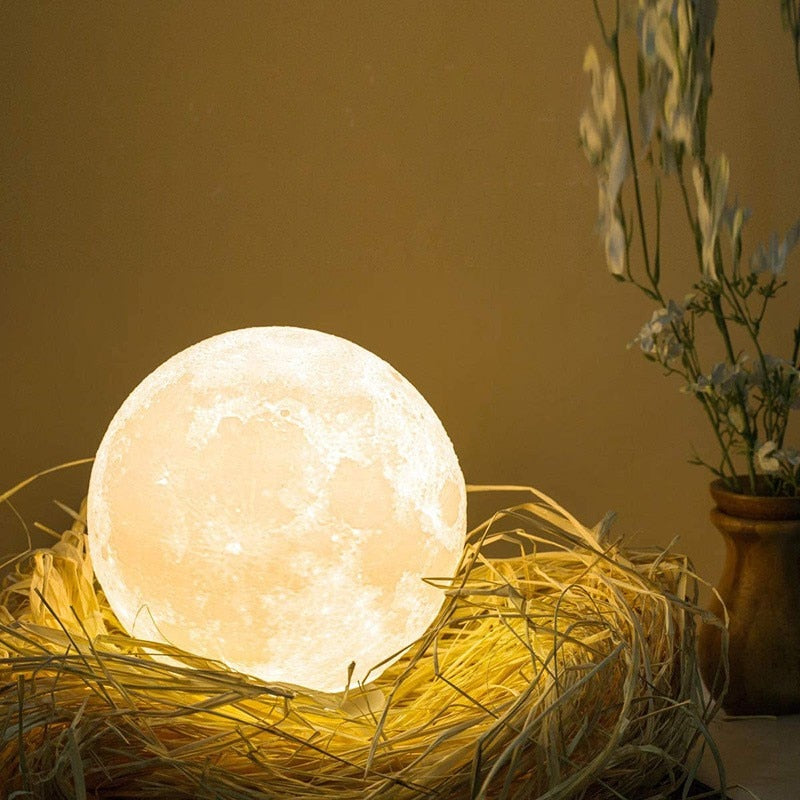 LED Night Light 3D Print Moon Lamp 8CM Battery Powered