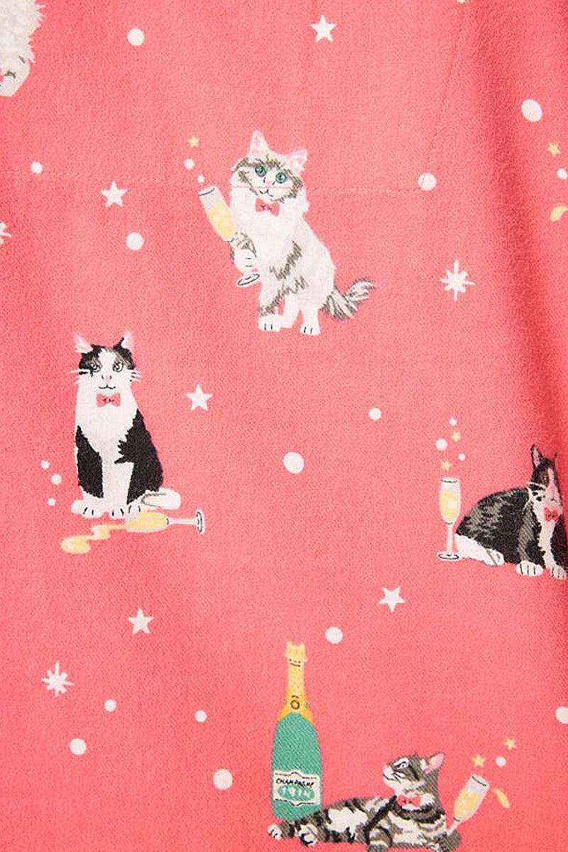 P.J Salvage Let's Get Fizzical 3-Piece Flannel PJ Set in Dark Coral