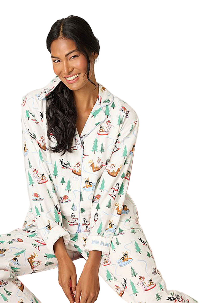 P.J Salvage Sleigh All Day 3-Piece Flannel PJ Set in White