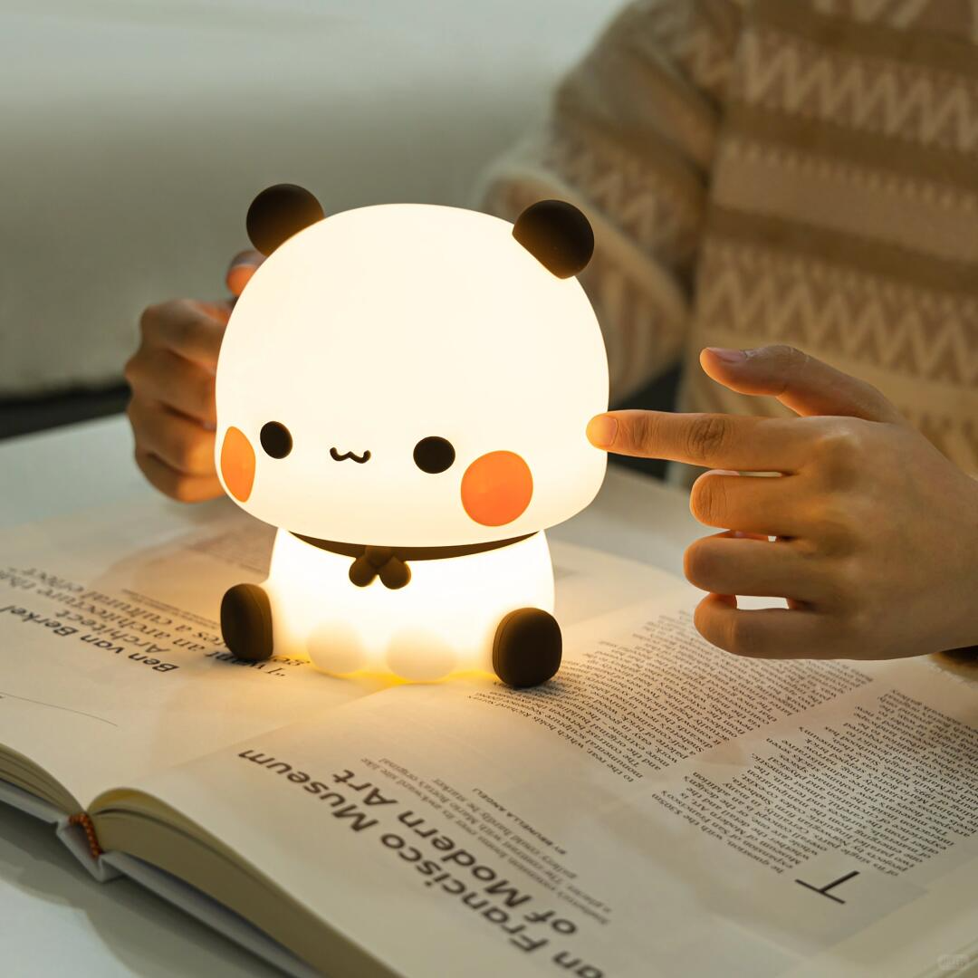 Bubu Panda Night Light – Soft Silicone Touch Lamp with Timer & USB Rechargeable